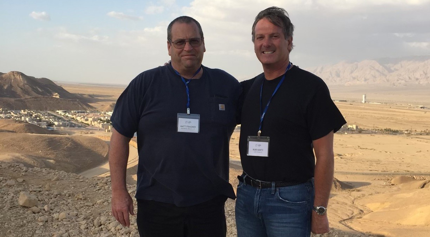Matthew Fragner and Robert Mintz in Central Arava Desert, Israel. Courtesy: JNF-USA