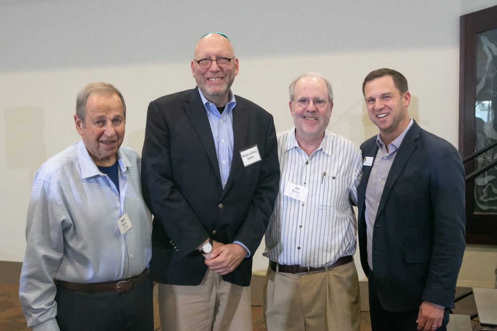 Shalom Austin JAMEN event. From left to right: Burt Kunik, Rabbi Jeffrey Salkin, Jay Rubin, Rabbi Daniel A. Septimus. Courtesy: Jay Rubin.