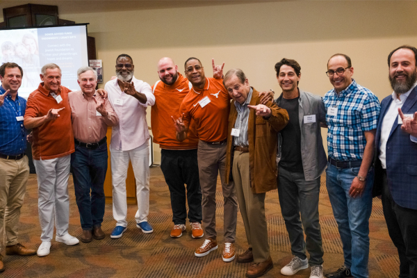 Community members and leaders at the JAMen Forum Season 7 event in May 2024 with JAMen guest speaker Rodney Terry, Texas Longhorns Men’s Basketball Coach, University of Texas at Austin (center). Credit: Andrew Holmes
