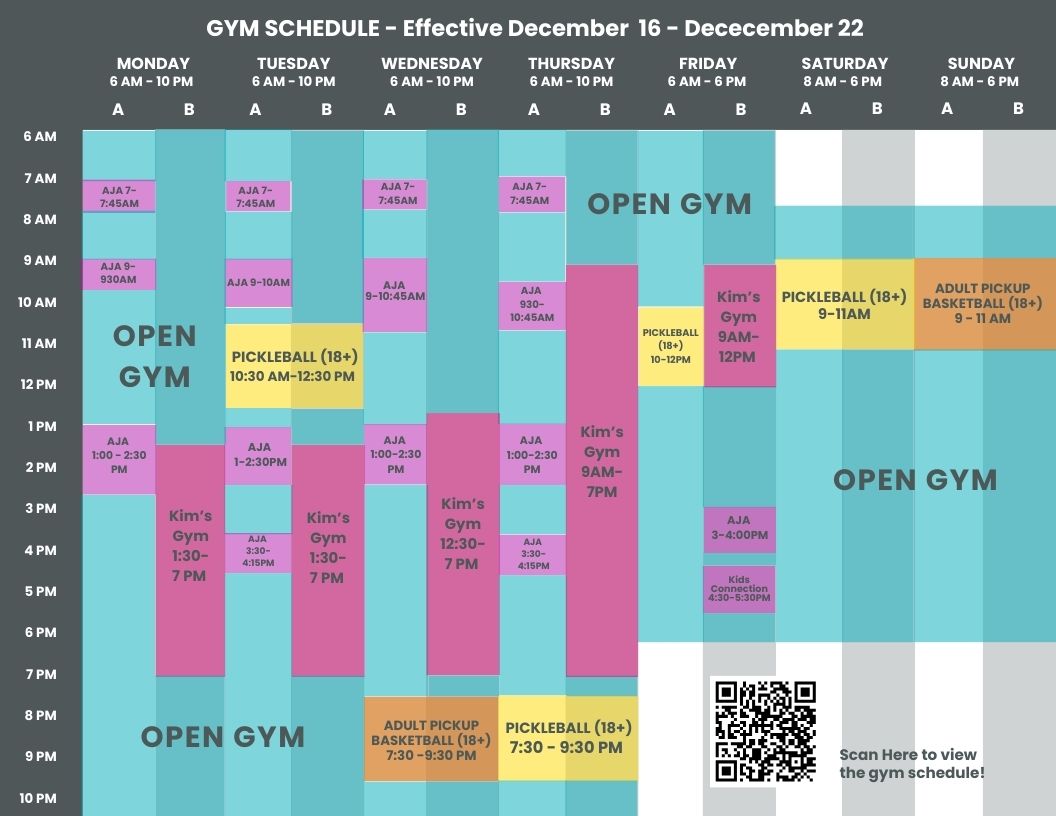 gym calendar for April 29 - May 5