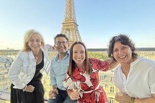 FRD Mission L-R: Austinites Robin Davis, Matt Schocket, Kim Schocket and Jennifer Koppel visit Paris on a Jewish Federations of North America mission with 65 other leaders and professionals representing 25 communities of all sizes. Courtesy: Jennifer Koppel