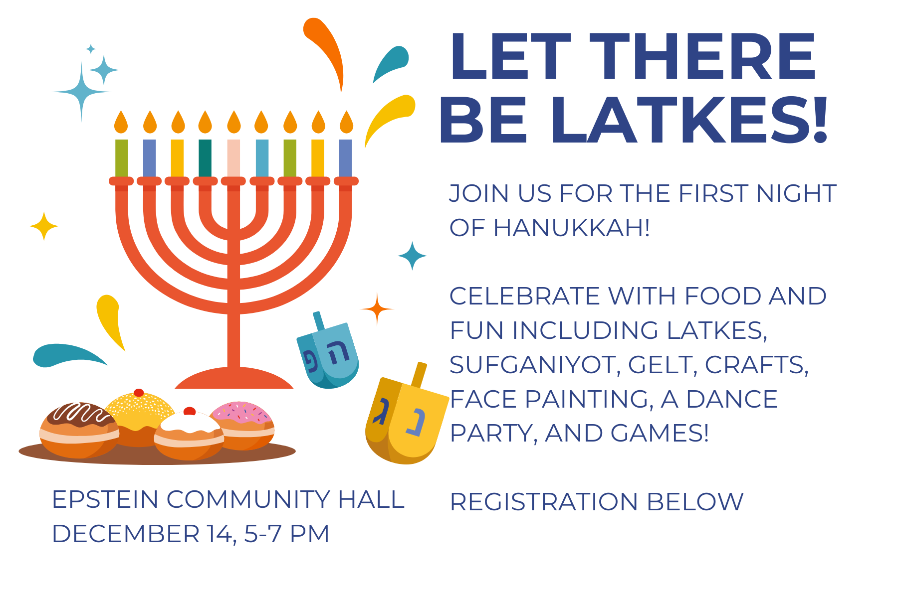 Colourful Bright Illustrated Happy Hanukkah Card