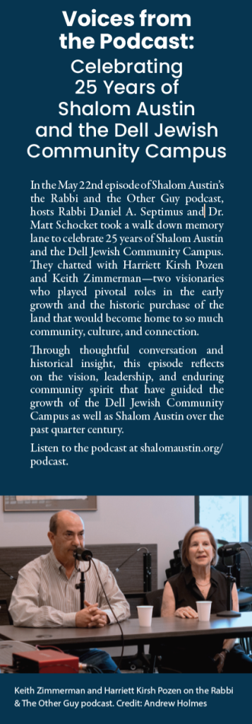 Keith Zimmerman and Harriett Kirsh Pozen on the Rabbi & The Other Guy podcast. Credit: Andrew Holmes