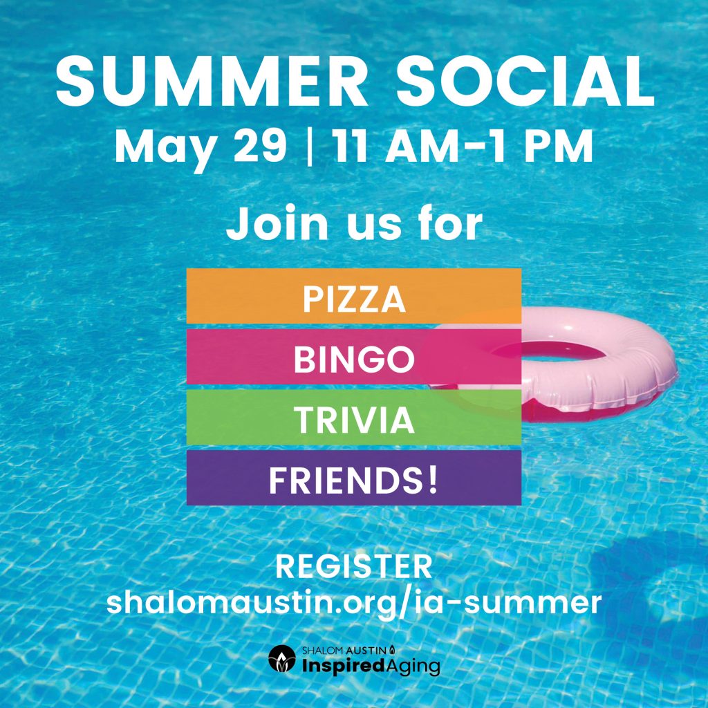 Pool water and ring float -text describing a summer-themed event